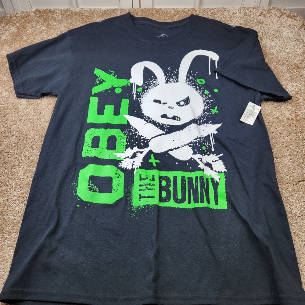 Universal Studios Secret Life of Pet Snowball Obey the Bunny T-Shirt Black L NWT